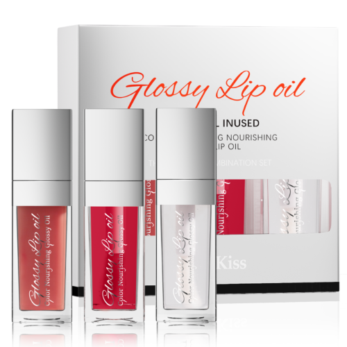 Glossy Lip Oil Set C - Cherry Oil Infused Lip Oil Set with Three Beautiful Shades